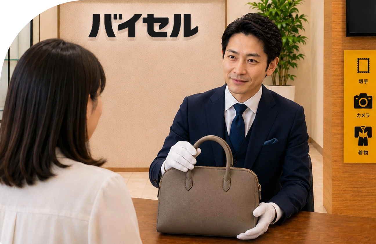 買取査定する男性
